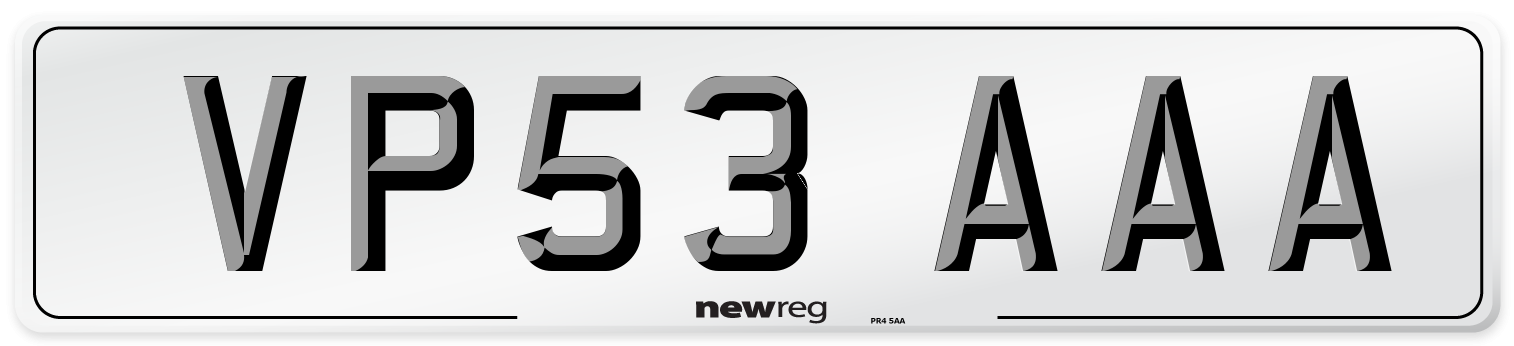 VP53 AAA Number Plate from New Reg